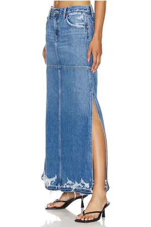 RE/DONE Falda dividida de talle medio en color denim-medium talla 23 en - Denim-Medium. Talla 23 (también en 25).