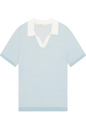 ONIA Cotton textured johnny collar polo en color bebe azul talla L en - Baby Blue. Talla L (también en M, S).