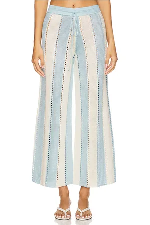 Calle Del Mar Pantalón de rayas cabana en color bebe azul talla L en - Baby Blue. Talla L (también en XL, XS).