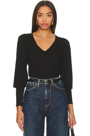 Bobi Banded bottom long sleeve top en color talla L en - Black. Talla L (también en S, XS).