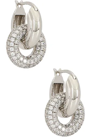 Luv AJ Aros entrelazados de pavé pave interlock en color metálico talla all en - Metallic Silver. Talla all.
