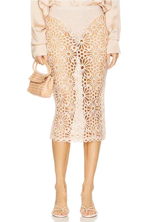 Norma Kamali Falda midi recta en color rubor talla L en - Blush. Talla L (también en M, S, XL, XS, XXS).