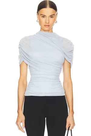 Amanda Uprichard X revolve evianna top en color talla L en - Baby Blue. Talla L (también en M, S, XS).