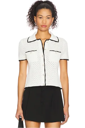 MAJORELLE Lin pointelle top en color talla L en - White. Talla L (también en M, S, XL, XS).