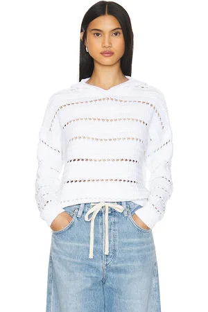 AUTUMN CASHMERE Sudadera con capucha pointelle en color blanco talla S en - White. Talla S (también en XL).