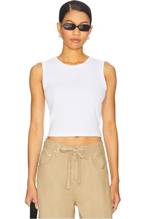 Leset Top cuello redondo pointelle en color talla L en - White. Talla L (también en M, S, XL, XS).