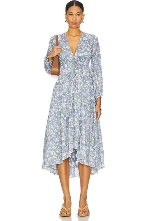 Free People Vestido midi pappiet en color azul talla L en - Blue. Talla L (también en M, S, XS).