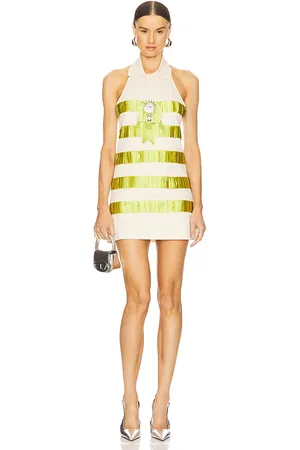 AREA Vestido polo crystal en color cream,green talla L en - Cream,Green. Talla L (también en M, S, XS).