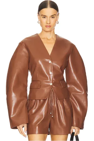 Nanushka Kiyo blazer en color marrón talla M en - Brown. Talla M (también en S, XS).
