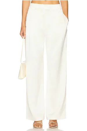 FLEUR DU MAL Pantalón relajado de satén. en color crema talla 0 en - Cream. Talla 0 (también en 2, 4, 6).