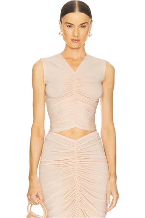 Norma Kamali Camisa sin mangas fruncidas en color nude talla L en - Nude. Talla L (también en M, S, XL, XS, XXS).