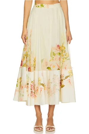 HEMANT AND NANDITA Falda midi skirt en color amarillo limon talla M en - Lemon. Talla M (también en S, XS).
