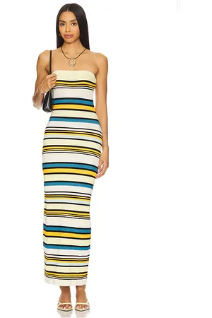 Solid Maxivestido courtney en color amarillo, azul talla L en - Yellow,Blue. Talla L (también en M, S, XL).