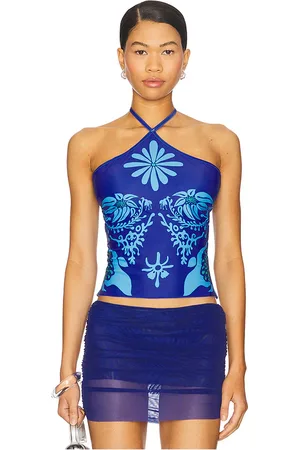 DI PETSA Flora halter top en color talla L en - Blue. Talla L (también en M, S, XS).