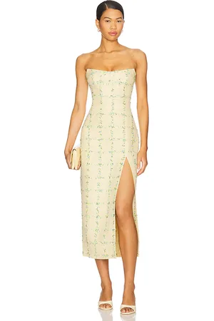Amanda Uprichard Vestido midi ivy en color talla M en - Yellow. Talla M (también en S, XL, XS).