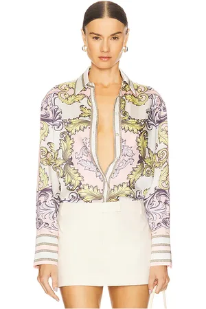 ALICE+OLIVIA Camisa oversized lane en color white,blush talla L en - White,Blush. Talla L (también en M, S, XS).