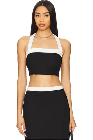4th & Reckless Top halter recortado brea en color talla L en - Black. Talla L (también en M, S, XL, XS).