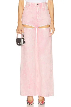 AREA Jean pierna ancha crystal slit en color rosado talla 27 en - Pink. Talla 27 (también en 28).