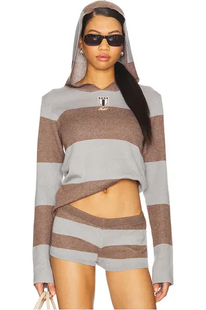 Jaded London Stripe knitted rugby top with hood en color talla L en - Grey. Talla L (también en M, S, XS).