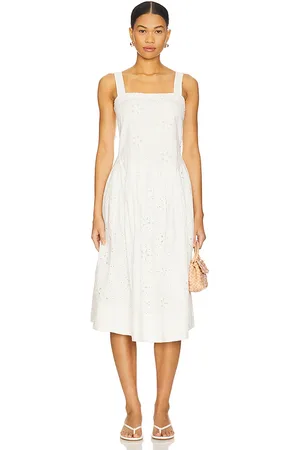 Free People Primavera eyelet midi dress en color talla L en - White. Talla L (también en M, S, XL, XS).