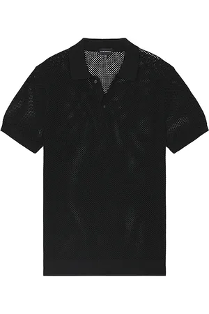 CLUB MONACO Camisa polo tipo suéter textured en color negro talla L en - Black. Talla L (también en M, S, XL/1X).