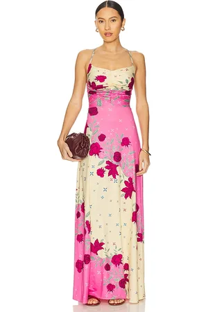 Agua Bendita Maxivestido arista en color pink,cream talla L en - Pink,Cream. Talla L (también en M, S, XS).