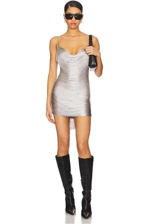 Jaded London Vestido marl fringe en color metálico talla L en - Metallic Silver. Talla L (también en XL).