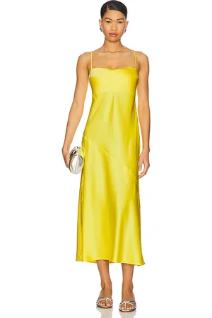 Susana Monaco Vestido midi dress en color talla L en - Lemon. Talla L (también en M, S, XL, XS).