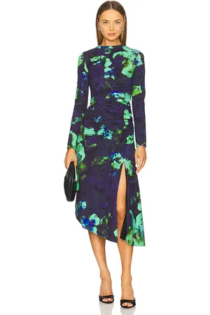 AMUR Vestido midi estampado milani en color azul talla 0 en - Blue. Talla 0 (también en 10).