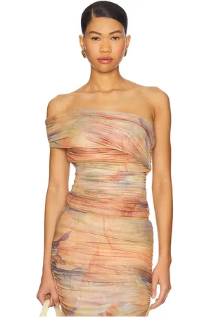 RONNY KOBO X revolve verna top en color orange,neutral talla L en - Orange,Neutral. Talla L (también en M, S, XS).