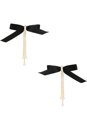 Ettika Pendientes velvet bow crystal chain en color negro talla all en - Black. Talla all.