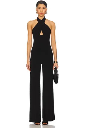 Norma Kamali Mono de pierna recta con cuello halter en color talla L en - Black. Talla L (también en M, S, XL, XS).