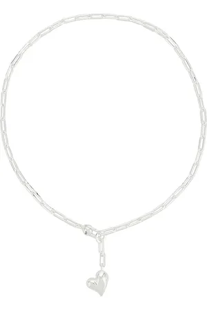 Jenny Collar lariat puffy heart en color metálico talla all en - Metallic Silver. Talla all.