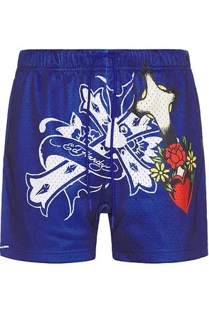 ED HARDY Shorts de malla cross snake en color azul talla L en - Blue. Talla L (también en M, S, XL/1X).