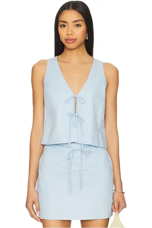 Minkpink Top recortado con lazo pandora en color bebe azul talla L en - Baby Blue. Talla L (también en XL).