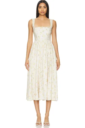 Tularosa Vestido miley midi en color crema talla L en - Cream. Talla L (también en M, XL).