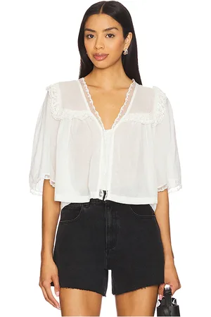 Free People Luna top en color blanco talla L en - White. Talla L (también en M, S, XL, XS).