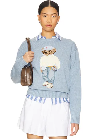 Ralph Lauren Cotton bear crew neck top en color bebe azul talla L en - Baby Blue. Talla L (también en M, S, XL, X