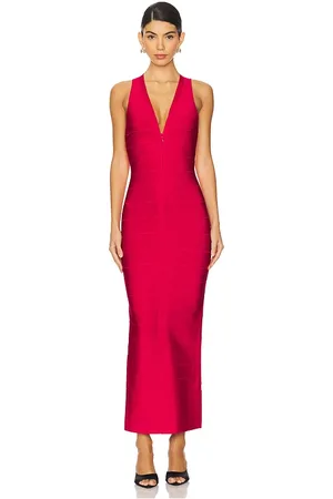 Hervé Léger Vestido largo the sol en color rojo talla M en - Red. Talla M (también en XS).
