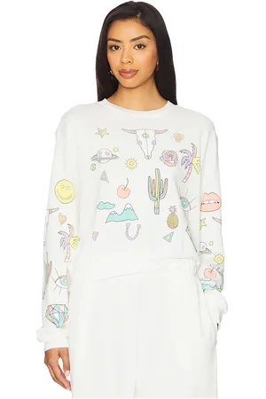 LAUREN MOSHI Sudadera corta spalding en color ivory talla L en - Ivory. Talla L (también en M, S, XL, XS).