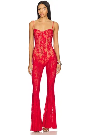 Norma Kamali Jumpsuit con corte sirena, aros y body incluido en color rojo talla M en - Red. Talla M (también en S, XL, XS).