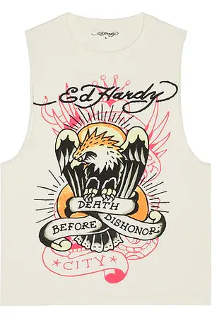 ED HARDY Eagle cutoff tee en color ivory talla L en - Ivory. Talla L (también en M, S, XL/1X).