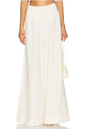 WeWoreWhat Pantalón de pierna ancha con botones al frente en color ivory talla L en - Ivory. Talla L (también en M, S, XL, XS