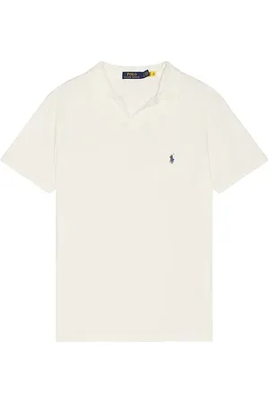 Ralph Lauren Short sleeve johnny collar polo en color crema talla L en - Cream. Talla L (también en M, S, XL/1X).