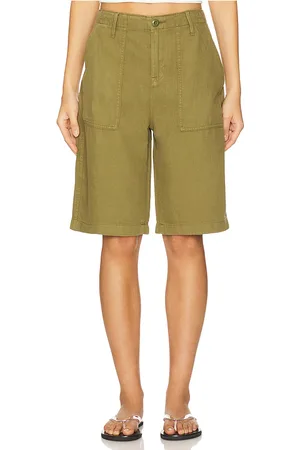 GOOD AMERICAN Lite linen bermuda short en color verde oliva talla 0 en - Olive. Talla 0 (también en 00, 10, 12, 14, 16