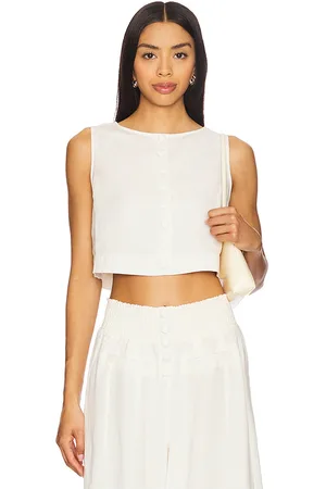 WeWoreWhat Blusa abotonada al frente en color ivory talla 0 en - Ivory. Talla 0 (también en 00, 2, 6, 8).