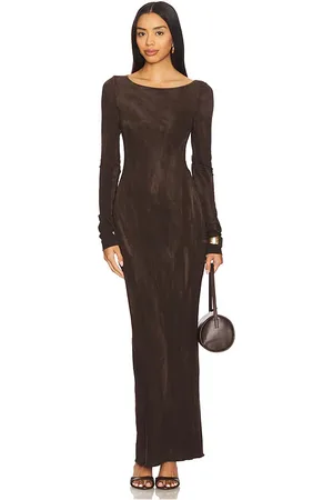 Cotton Citizen Maxivestido manga larga marbella en color marrón talla L en - Brown. Talla L (también en M, S, XS).