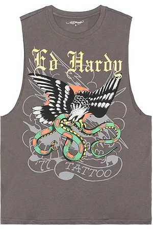 ED HARDY Eagle snake cutoff tee en color gris talla L en - Grey. Talla L (también en M, S, XL/1X).