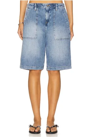 GOOD AMERICAN Lite linen bermuda short en color azul talla 0 en - Blue. Talla 0 (también en 10, 12, 14, 16, 18, 2, 20, 22, 24