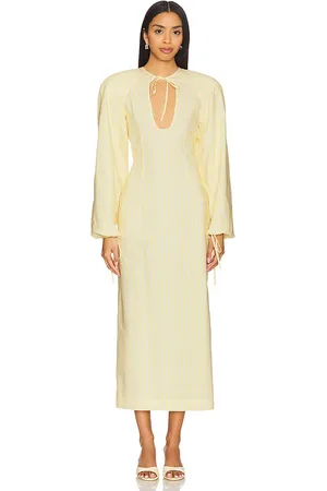 Rowen Rose Vestido maxi con abertura de cerradura en color amarillo limon talla 34/0 en - Lemon. Talla 34/0 (también en 3